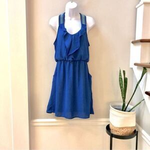 Xhilaration blue‎ racerback mini dress colorful stitch straps woman’s size m